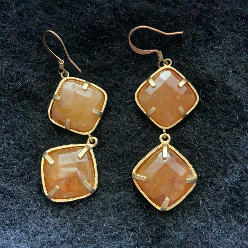 Amber and Gold Earrings